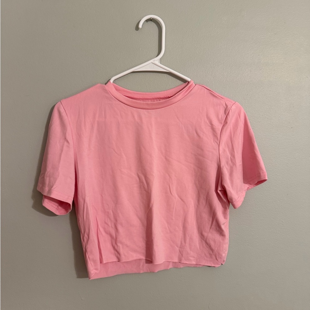 SHEIN Soft Pink Crop Top & Shorts Set